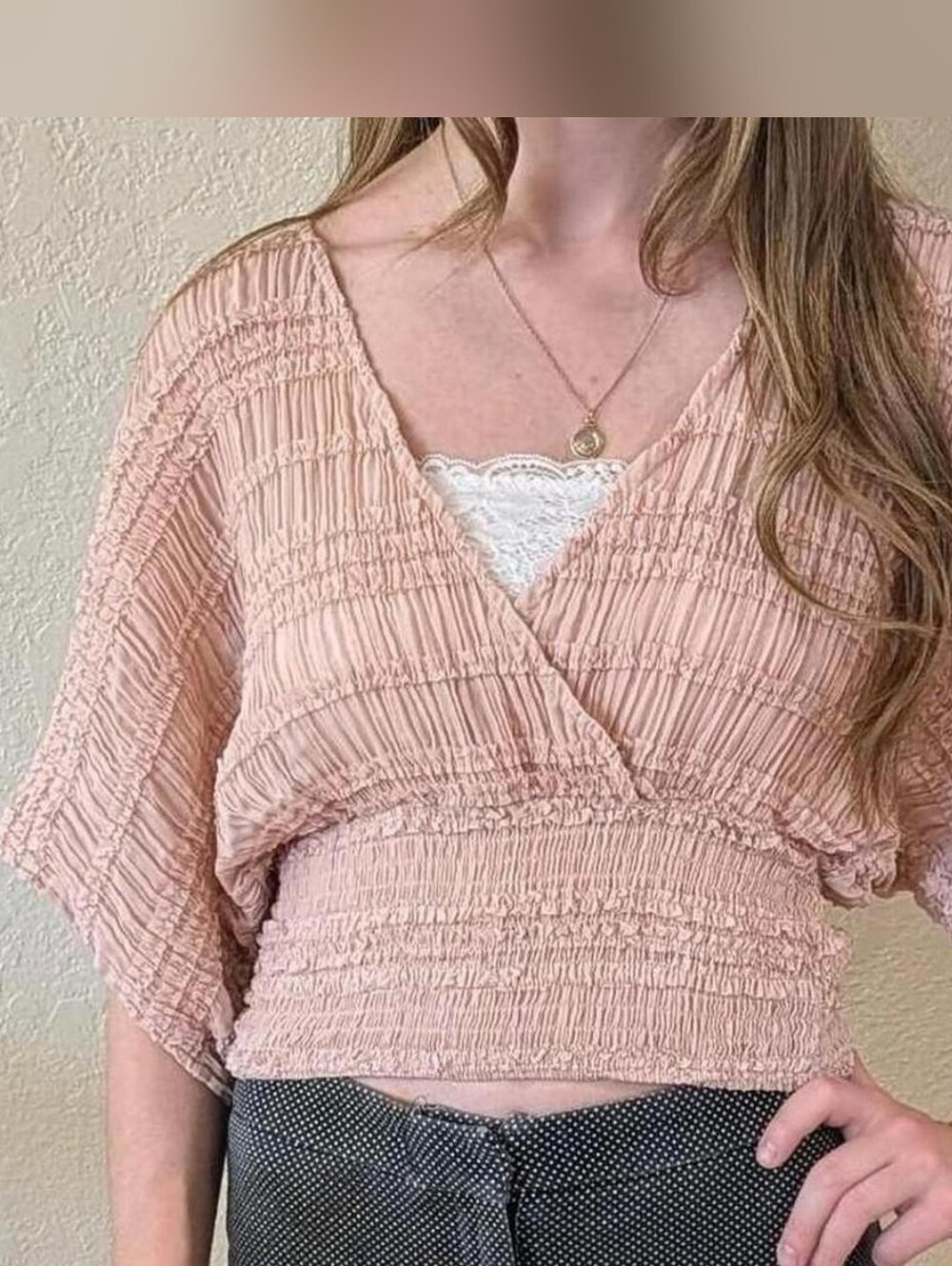 Fore by Buckle Women's Blush Wrap Top With Ruffled Boho Texture